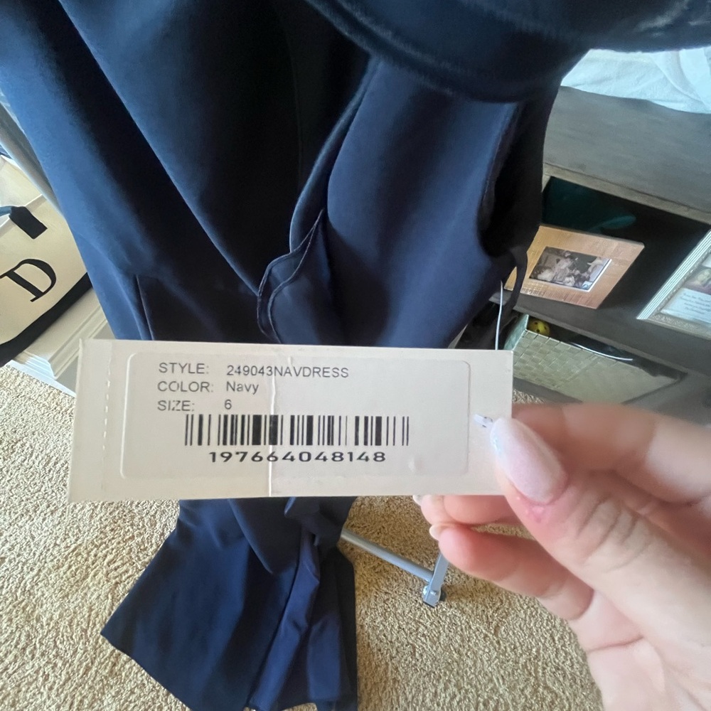 NWT Teri Jon Navy One-Shoulder Gown US 6 - Picture 5 of 6